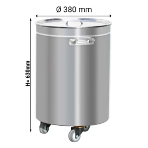 Odpadkový koš se zdvihacím víkem, kolečky a madly - 50L - nerezavějící ocel