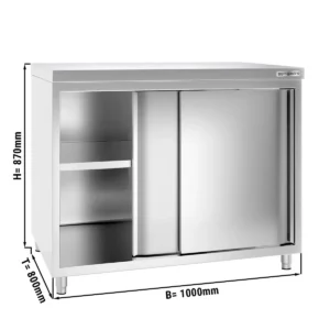 Nerezová pracovní skříň PREMIUM - 1000x800mm - s posuvnými dveřmi bez podstavce