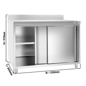 Nerezová pracovní skříň PREMIUM - 1800x800mm - s posuvnými dveřmi a podstavcem