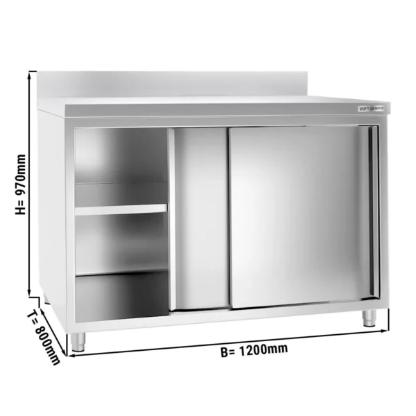 Nerezová pracovní skříň PREMIUM - 1800x800mm - s posuvnými dveřmi a podstavcem