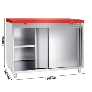 Nerezová pracovní skříň PREMIUM - 1200x800mm - s posuvnými dveřmi bez podstavce včetně řezné desky