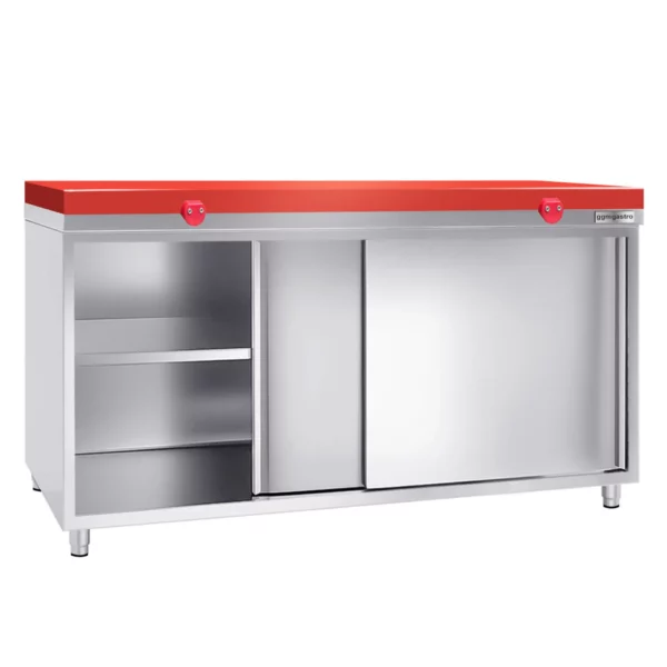 Nerezová pracovní skříň PREMIUM - 2000x800mm - s posuvnými dveřmi bez podstavce včetně řezné desky - Image 4