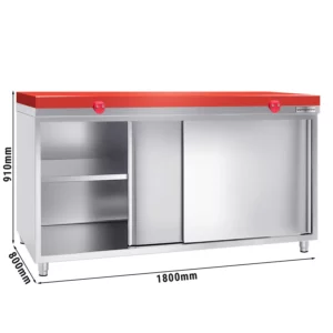 Nerezová pracovní skříň PREMIUM - 1800x800mm - s posuvnými dveřmi bez podstavce včetně řezné desky