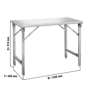 Nerezový pracovní stůl - rozkládací - 1200x600mm