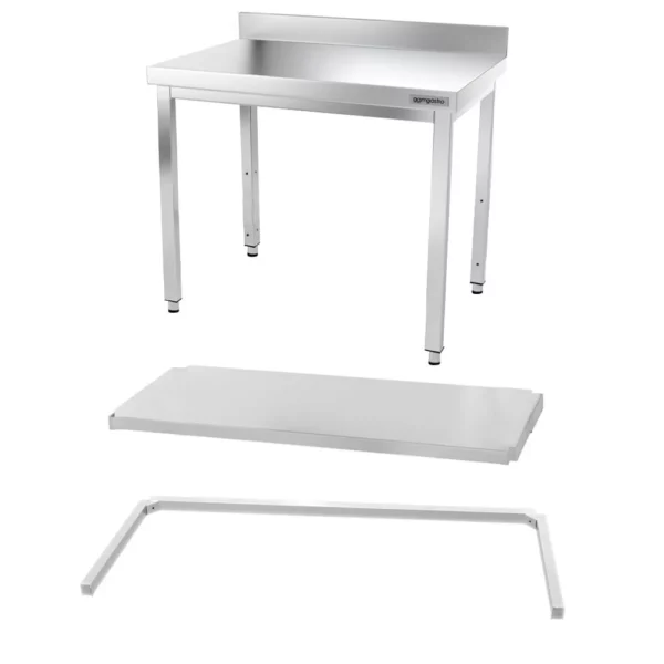 Nerezový pracovní stůl PREMIUM - 1000x700mm - s podnoží, podpěrou a výztuhou - Image 6
