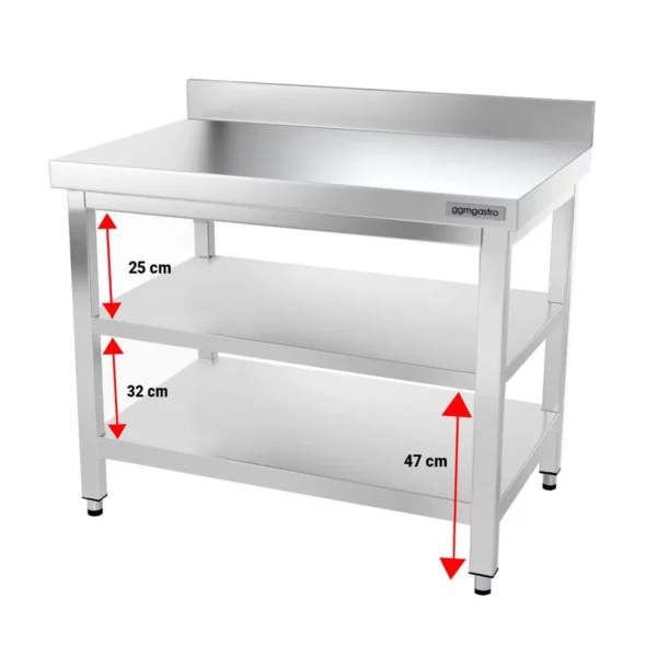 Nerezový pracovní stůl PREMIUM - 1000x600mm - se základní policí, podstavcem a mezipoličkou - Image 3