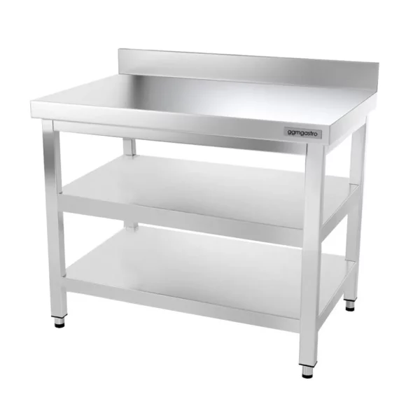 Nerezový pracovní stůl PREMIUM - 1000x600mm - se základní policí, podstavcem a mezipoličkou - Image 4