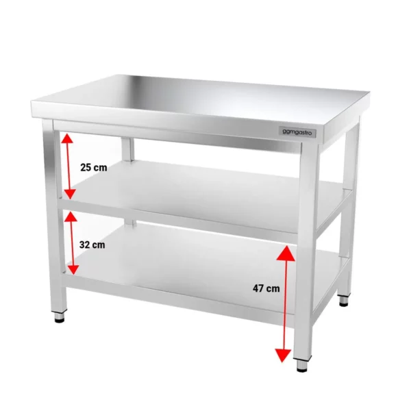 Nerezový pracovní stůl PREMIUM - 1200x600mm - se základní policí a mezipoličkou - Image 3