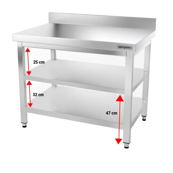 Nerezový pracovní stůl PREMIUM - 1400x700mm - s podnoží, podpěrou a výztuhou - Image 9