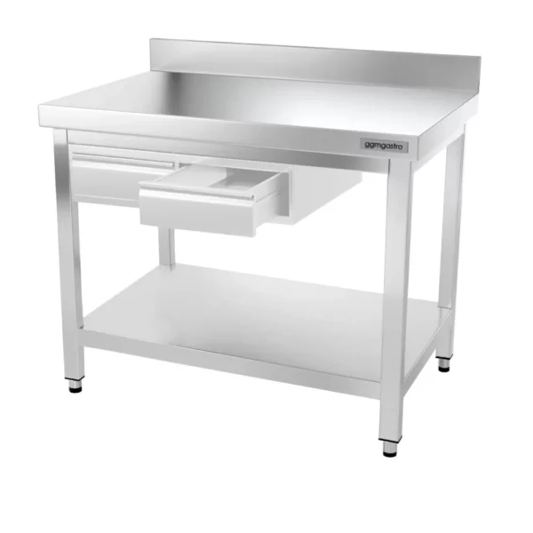 Nerezový pracovní stůl PREMIUM - 1000x700mm - s podnoží, podpěrou a výztuhou - Image 11