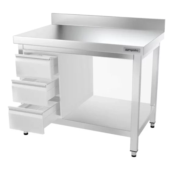 Nerezový pracovní stůl PREMIUM - 1000x700mm - s podnoží, podpěrou a výztuhou - Image 14