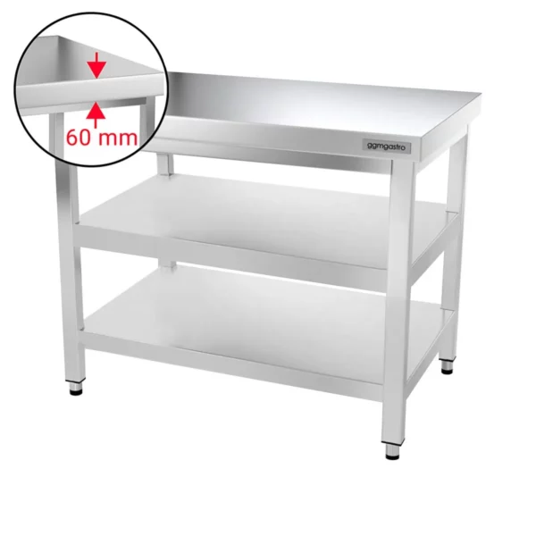 Nerezový pracovní stůl PREMIUM - 1500x700mm - se základní policí a mezipoličkou - Image 3