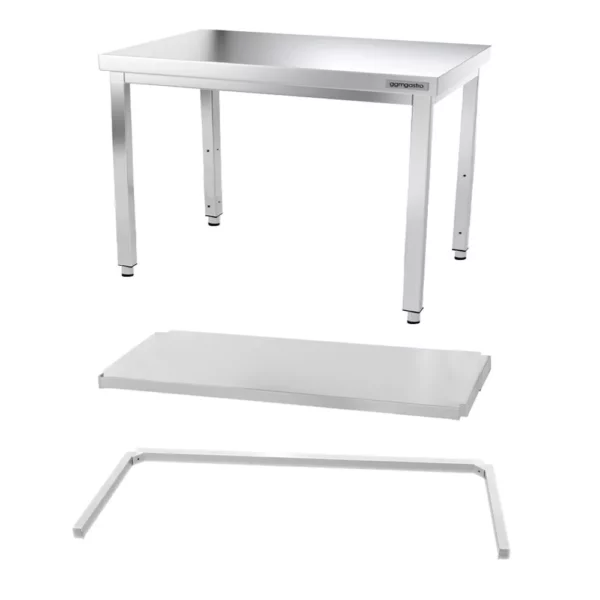 Nerezový pracovní stůl PREMIUM - 1200x600mm - s podnoží a výztuhou - Image 8