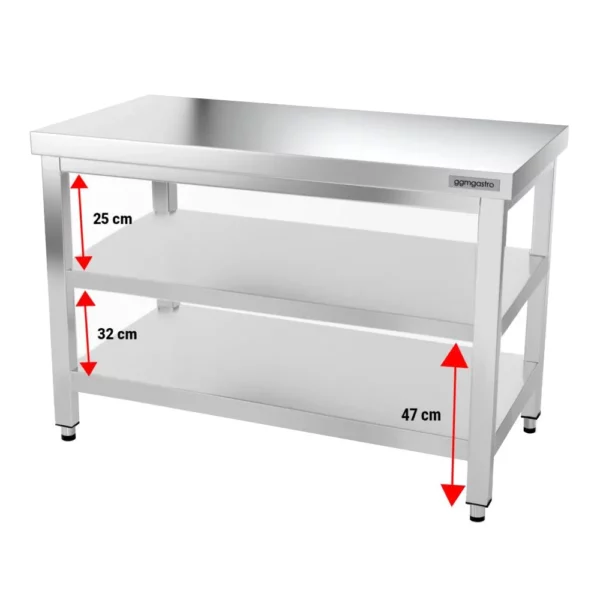 Nerezový pracovní stůl PREMIUM - 1400x600mm - s podnoží a výztuhou - Image 10