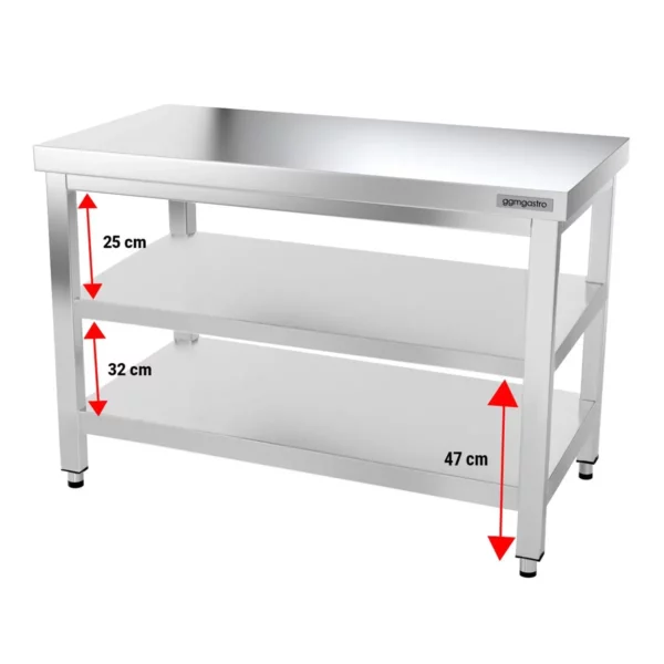 Nerezový pracovní stůl PREMIUM - 1200x700mm - se základní policí a mezipoličkou - Image 6