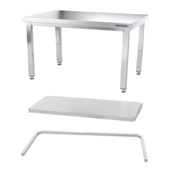 Nerezový pracovní stůl PREMIUM - 1400x700mm - s podnoží a výztuhou - Image 8