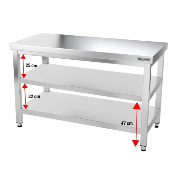 Nerezový pracovní stůl PREMIUM - 1500x700mm - se základní policí a mezipoličkou - Image 6
