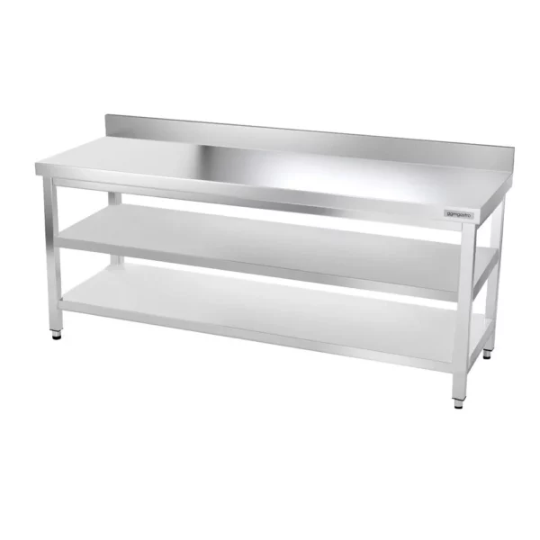 Nerezový pracovní stůl PREMIUM - 1800x600mm - se základní policí, podstavcem a mezipoličkou - Image 4