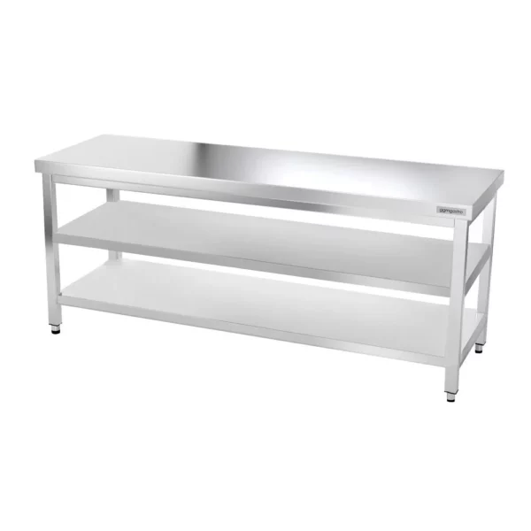 Nerezový pracovní stůl PREMIUM - 2000x600mm - se základní policí a mezipoličkou - Image 3