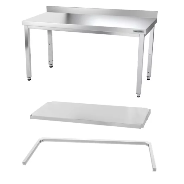 Nerezový pracovní stůl PREMIUM - 1500x700mm - s podnoží, podpěrou a výztuhou - Image 7