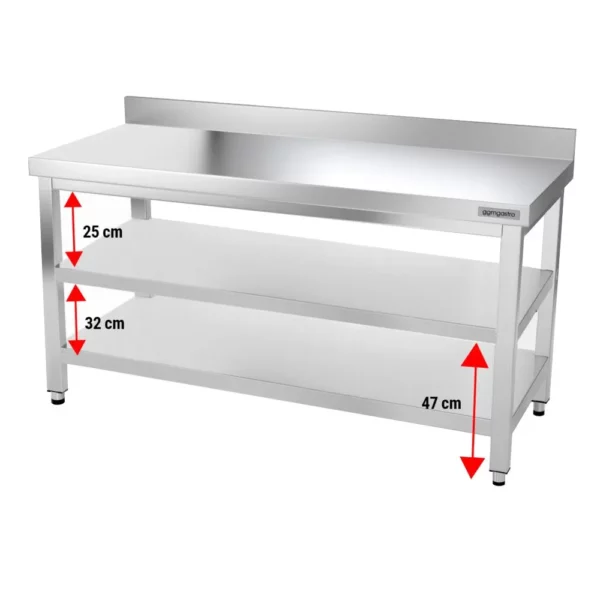 Nerezový pracovní stůl PREMIUM - 1500x700mm - s podnoží, podpěrou a výztuhou - Image 10