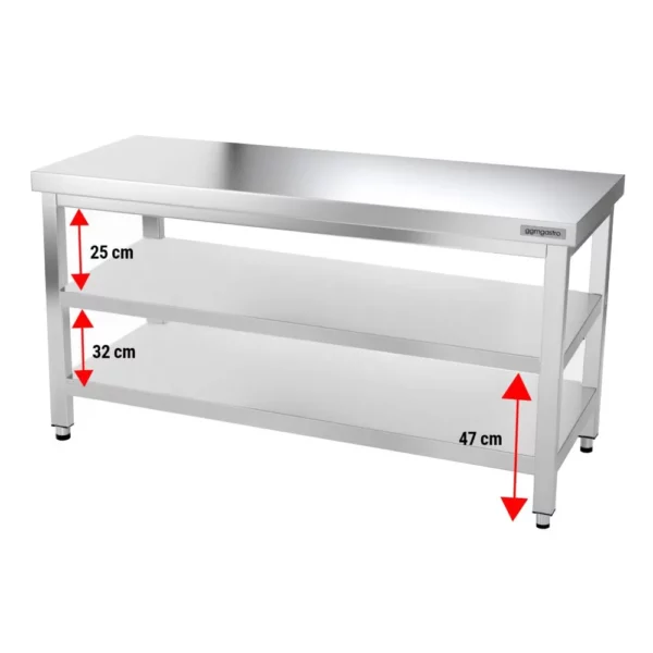 Nerezový pracovní stůl PREMIUM - 1600x600mm - s podnoží a výztuhou - Image 11