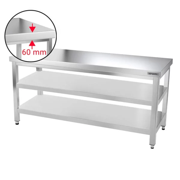 Nerezový pracovní stůl PREMIUM - 1800x700mm - se základní policí a mezipoličkou - Image 5