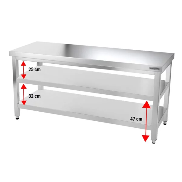 Nerezový pracovní stůl PREMIUM - 1800x700mm - se základní policí a mezipoličkou - Image 6