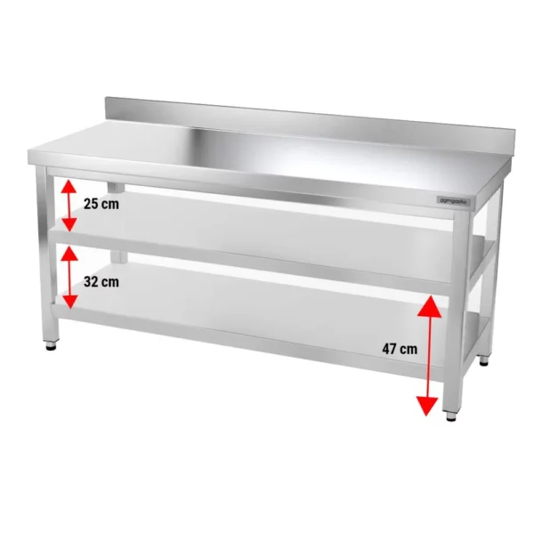 Nerezový pracovní stůl PREMIUM - 2000x700mm - s podnoží, podpěrou a výztuhou - Image 13