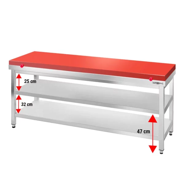 Nerezový pracovní stůl PREMIUM - 2000x800mm - s podložkou bez zadního lemu vč. řezná deska - Image 5