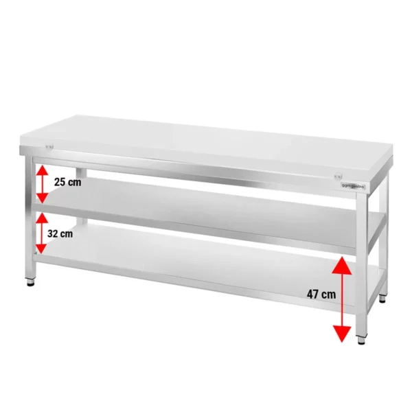 Nerezový pracovní stůl PREMIUM - 2000x800mm - s podložkou bez zadního lemu vč. řezná deska - Image 5