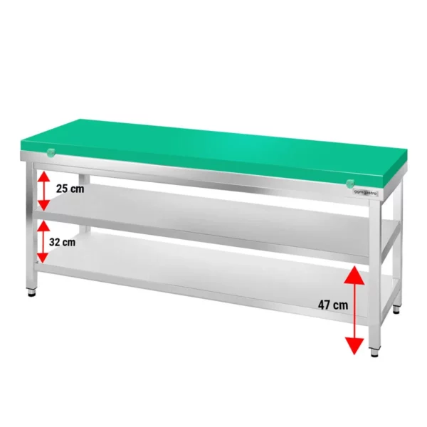 Nerezový pracovní stůl PREMIUM - 2000x800mm - s podložkou bez zadního lemu vč. řezná deska - Image 5