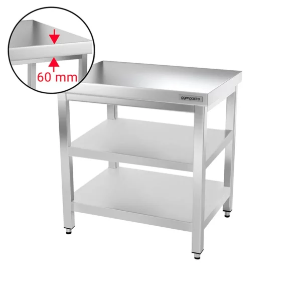Nerezový pracovní stůl PREMIUM - 800x700mm - se základní policí a mezipoličkou - Image 3