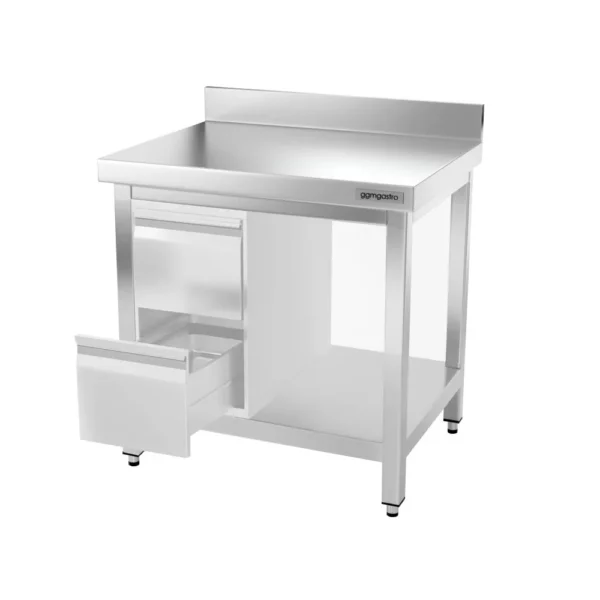 Nerezový pracovní stůl PREMIUM - 700x700mm - s podnoží, podpěrou a výztuhou - Image 9