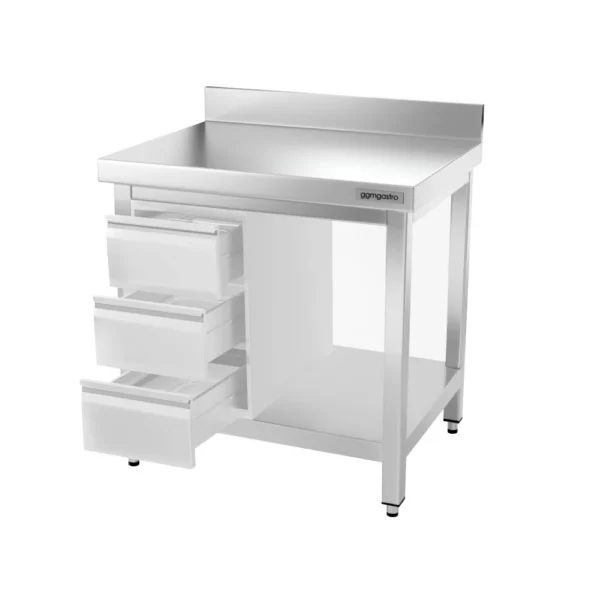 Nerezový pracovní stůl PREMIUM - 800x700mm - s podnoží, podpěrou a výztuhou - Image 10