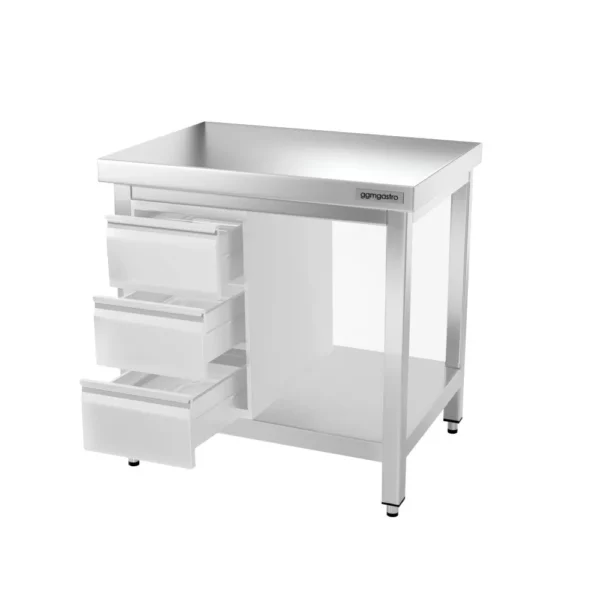 Nerezový pracovní stůl PREMIUM - 600x600mm - s podnoží a výztuhou - Image 12