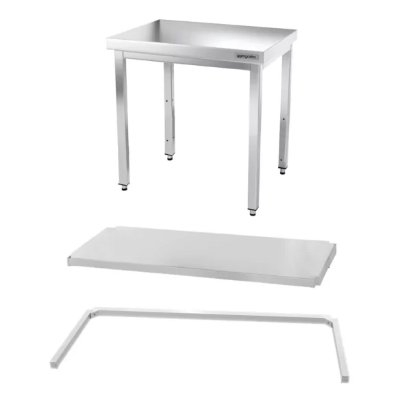 Nerezový pracovní stůl PREMIUM - 600x600mm - s podnoží a výztuhou - Image 14