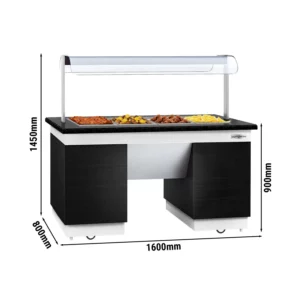 Bufetový pult - s Bain Marie - 1600mm - s LED osvětlením - pro 4x GN 1/1