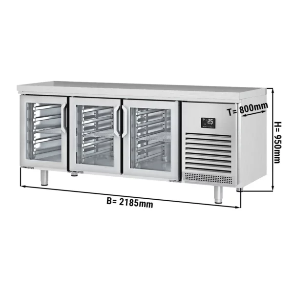 Chladící stůl PREMIUM PLUS - 2185x800mm - se 3 skleněnými dveřmi