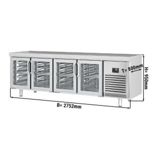 Chladící stůl PREMIUM PLUS - 2752x800mm - se 4 skleněnými dveřmi