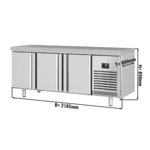 Pekařský chladící stůl PREMIUM PLUS - 2185x800mm - se 3 dvířky a žulovou pracovní deskou