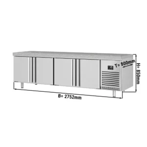 Pekařský chladící stůl PREMIUM PLUS - 2752x800mm - 4 dvířka a žulová pracovní deska
