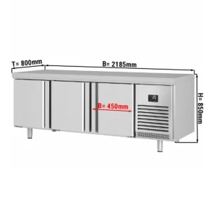 Pekařský chladící stůl Premium PLUS - 2185x800mm - s dvířky na obou stranách