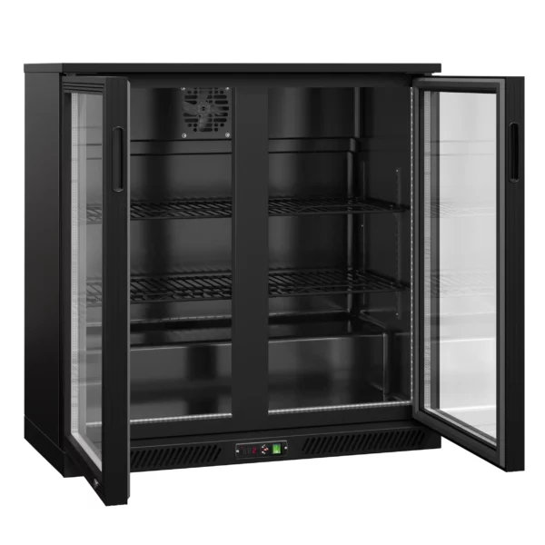 Barová chladnička - 900 mm - 220L - LED osvětlení a 2 křídlové dveře - vnější & vnitřek černý - Image 8