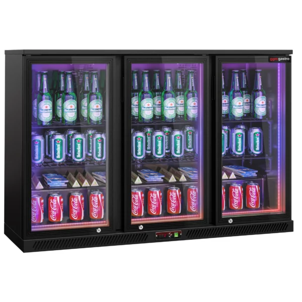 Barová chladnička - 1330 mm - 320L - LED osvětlení a 3 křídlové dveře - vnějšek & vnitřek černý - Image 6