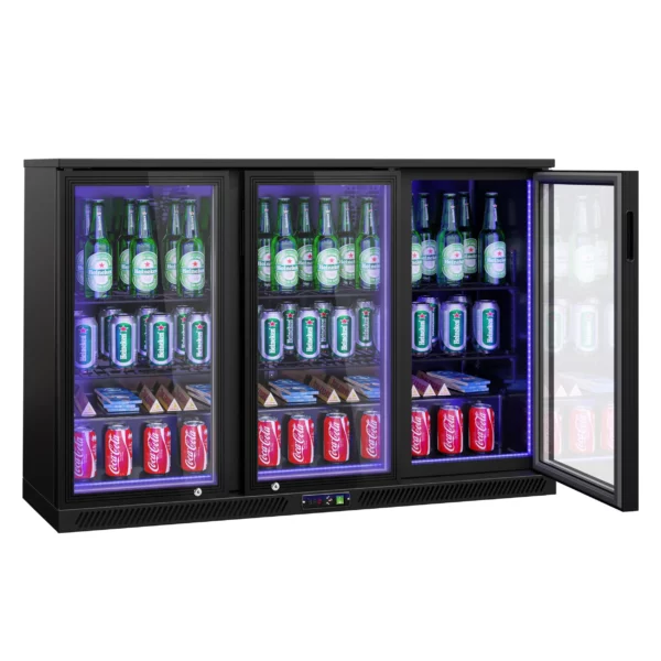 Barová chladnička - 1330 mm - 320L - LED osvětlení a 3 křídlové dveře - vnějšek & vnitřek černý - Image 7