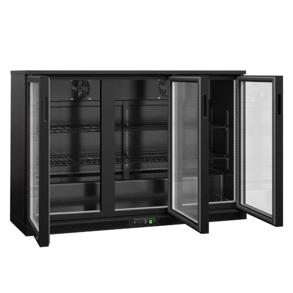 Barová chladnička - 1330 mm - 320L - LED osvětlení a 3 křídlové dveře - vnějšek & vnitřek černý - Image 8