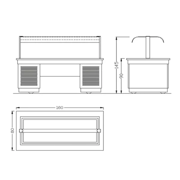 Bufetový pult - s Bain Marie - 1600mm - s LED osvětlením - pro 4x GN 1/1 - Image 7