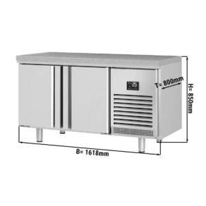 Pekařský mrazící stůl Premium PLUS - 1618 x 800 mm - se 2 dvířky a žulovou pracovní deskou