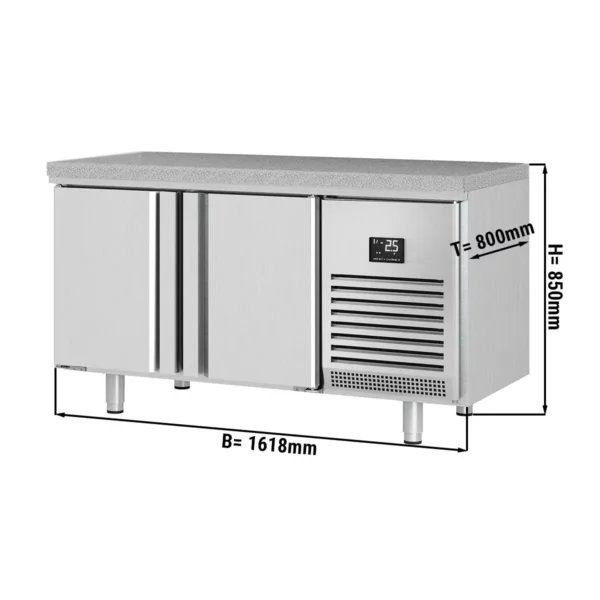 Pekařský mrazící stůl Premium PLUS - 1618 x 800 mm - se 2 dvířky a žulovou pracovní deskou